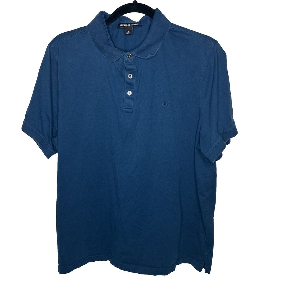 Michael Kors Women's Shirt Blue Size XL Short Sleeve Collared Polo Preppy Logo